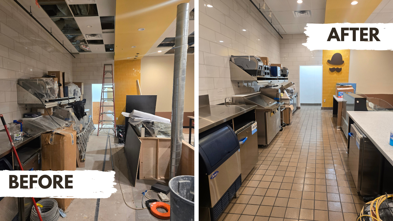 Kitchen line after construction cleanup