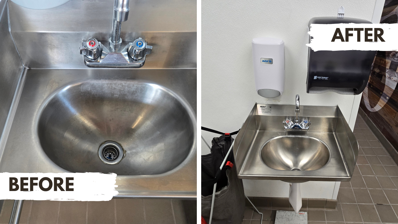 Commercial sink cleaned