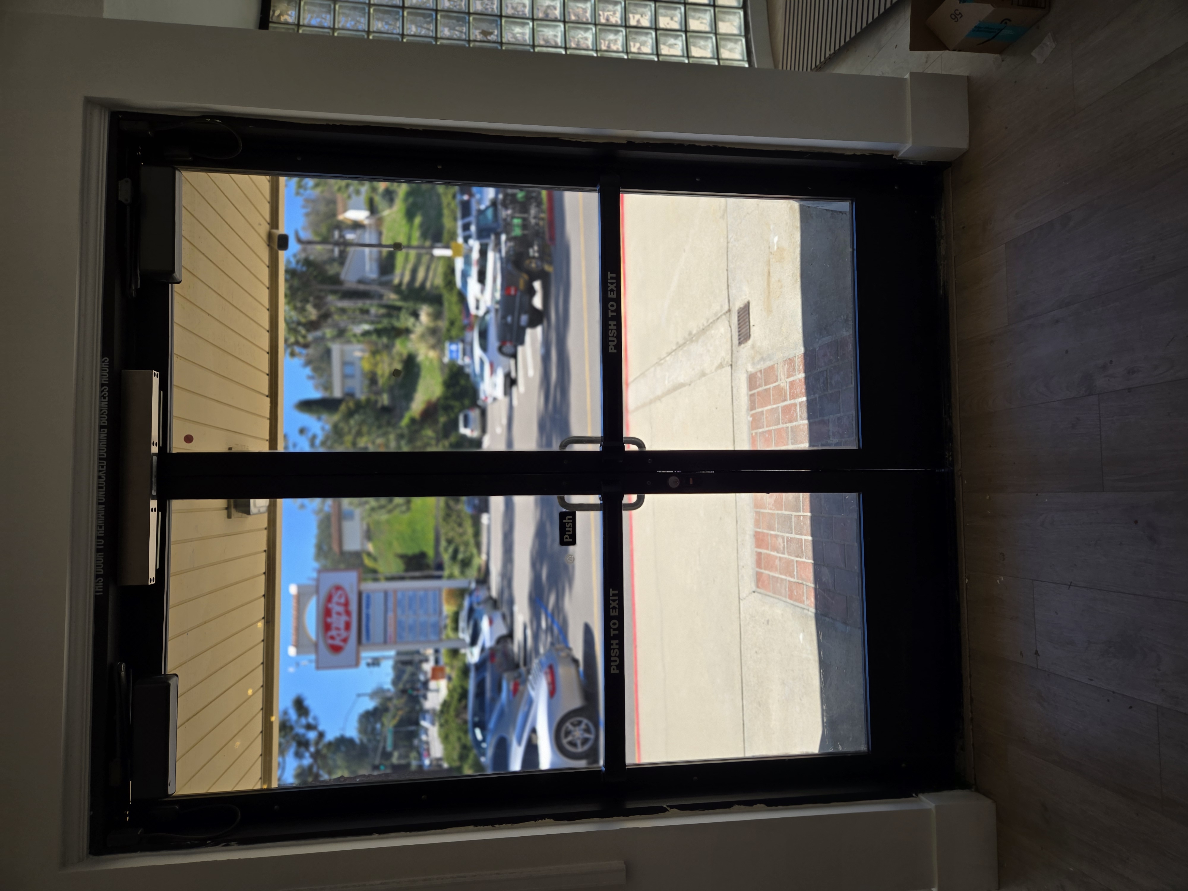 Entry door glass cleaned